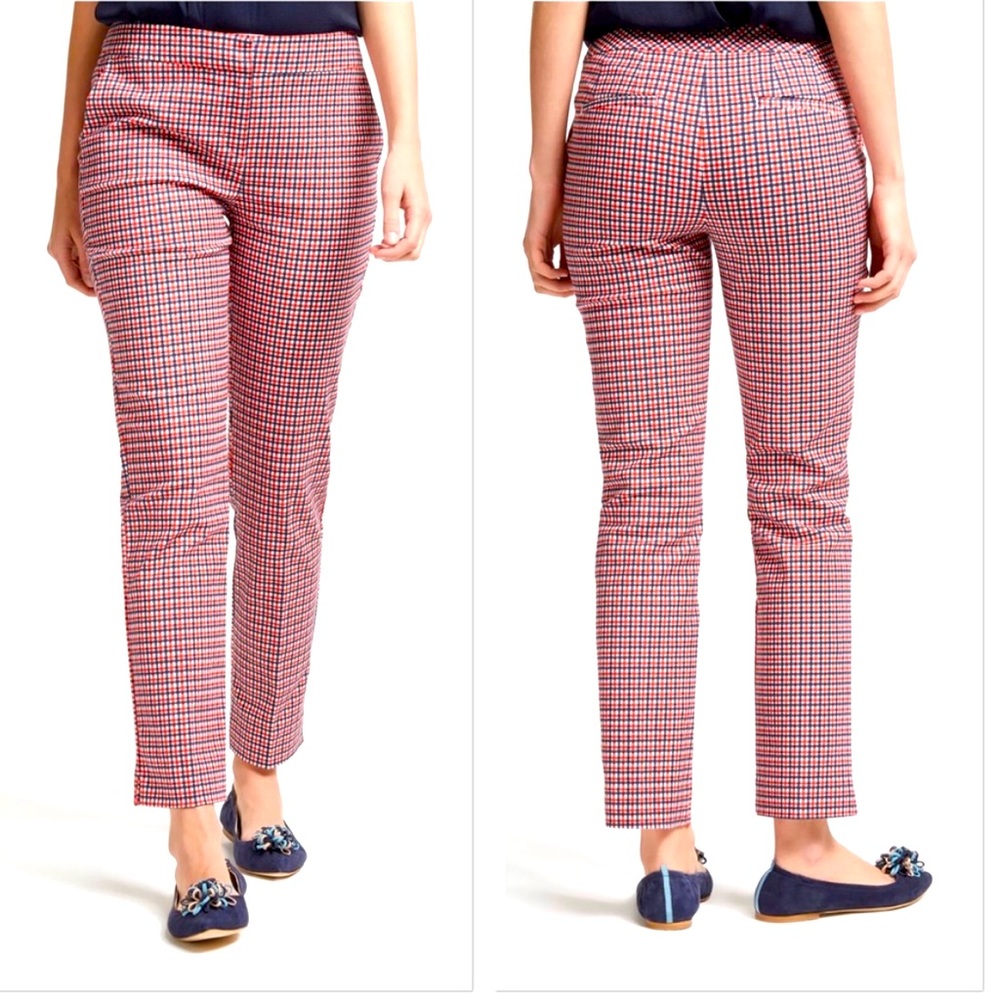 Boden Richmond 7/8 Pants US Size 10P red/white/blue plaid